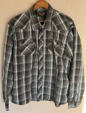 PME LEGEND Western shirt cotton Mens 3XL Pearl snap L/S Brown plaid rodeo Cowboy